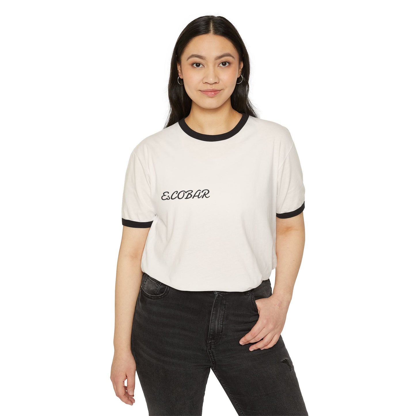 Unisex Cotton Ringer T-Shirt with 'ESCOLAR' Design - Casual Wear, Gift for Music Lovers, Graphic Tee, Birthday Gift, Everyday Outfit