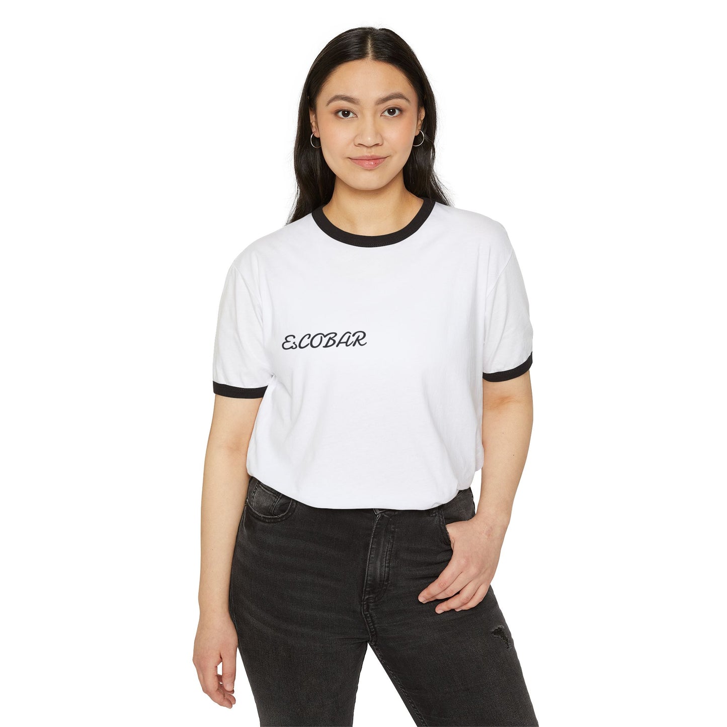 Unisex Cotton Ringer T-Shirt with 'ESCOLAR' Design - Casual Wear, Gift for Music Lovers, Graphic Tee, Birthday Gift, Everyday Outfit
