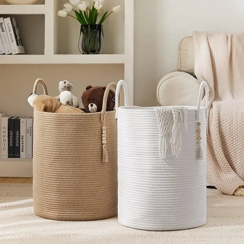 Large Capacity 38X50cm Woven Basket Laundry Basket  Sundry Toy Storage Organizer Dirty Cloth Hamper Portable Diaper