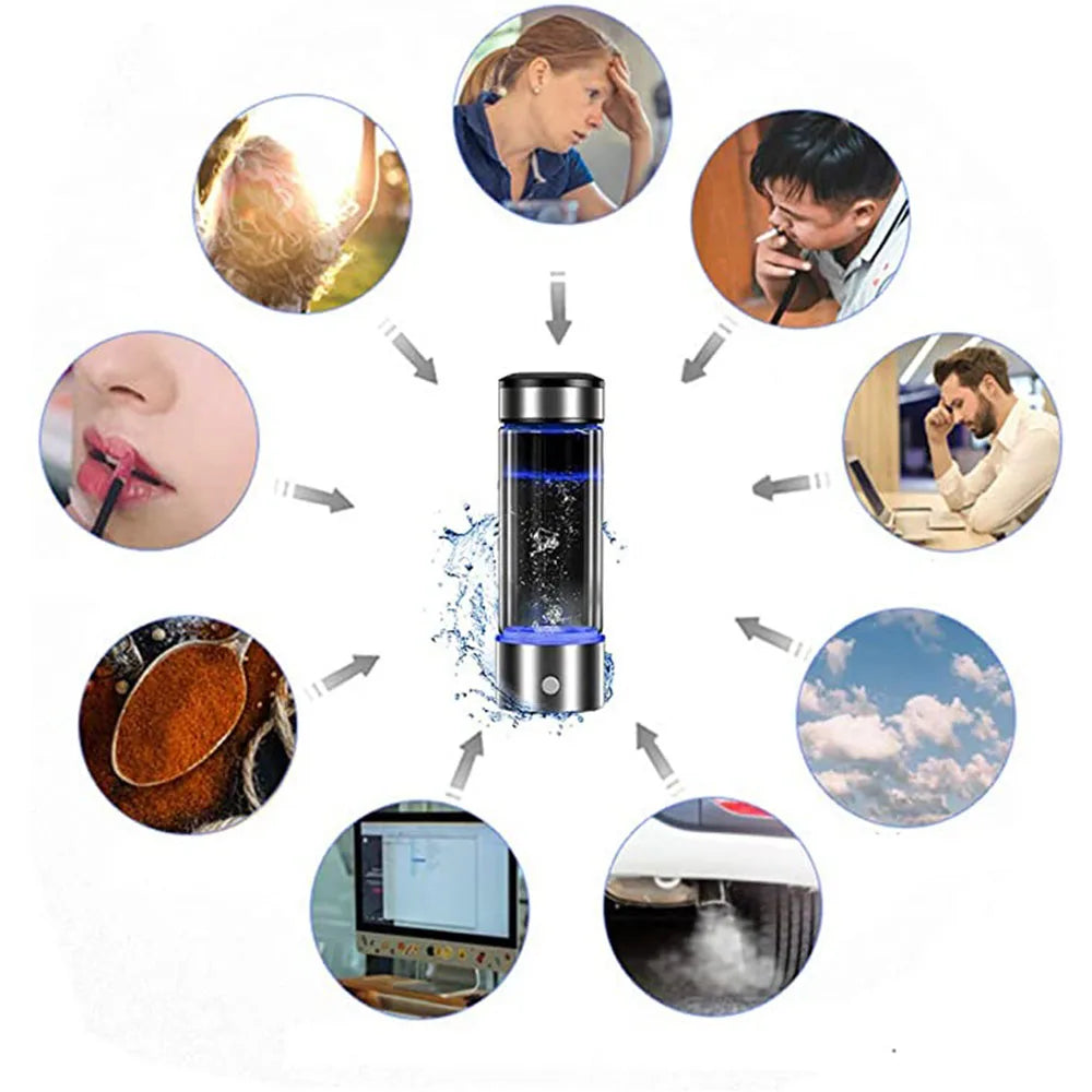 Portable Electric Filter Hydrogen Water Bottle Oplaadbare Negatieve Ionen Water Cup Hydrogen-Rich Generator Water Bottle