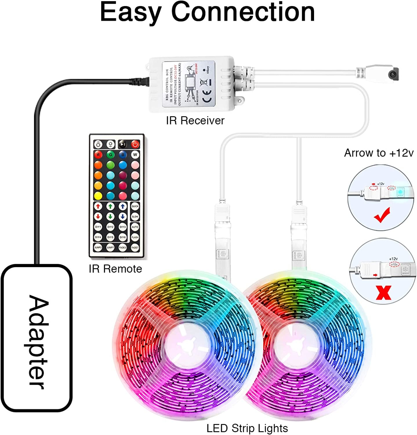 LED Strip Lights 65.6 FT, Led Lights for Bedroom,Color Changing with 44 Keys Remote for Room, Party, Home Decoration…