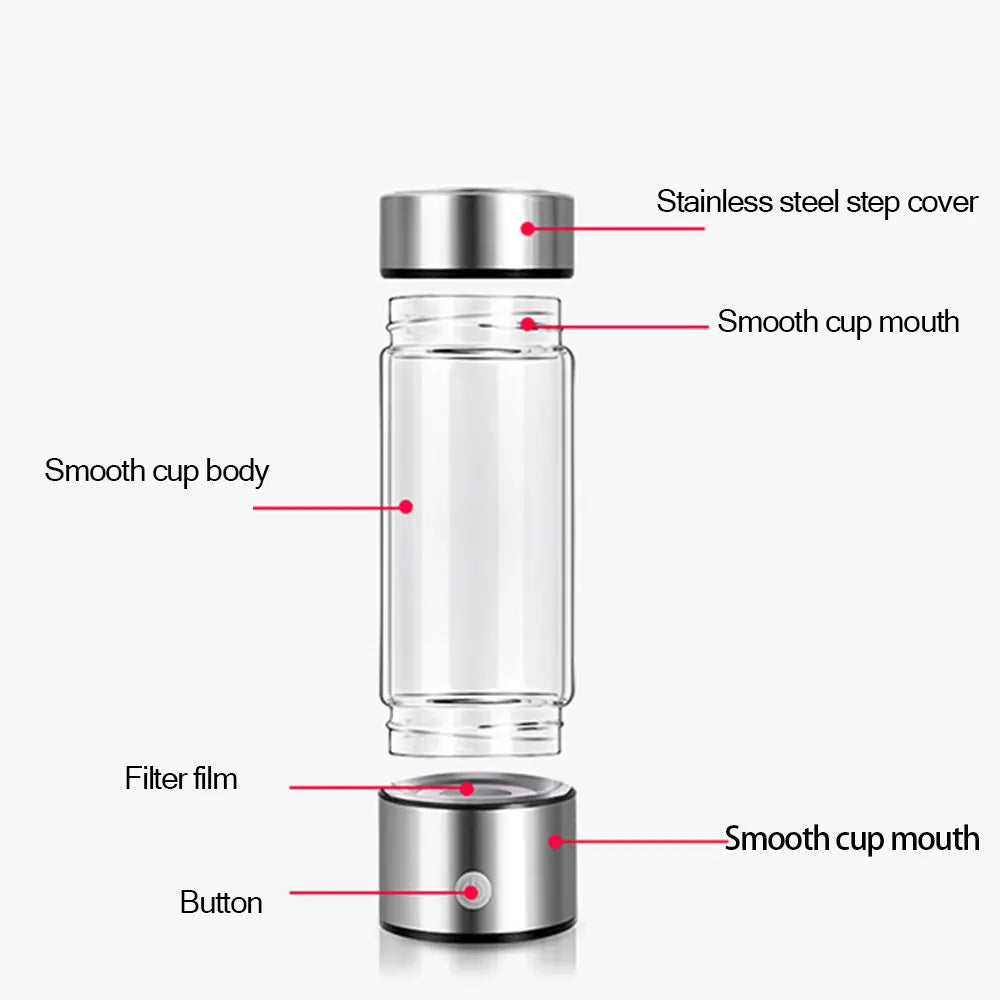 Portable Electric Filter Hydrogen Water Bottle Oplaadbare Negatieve Ionen Water Cup Hydrogen-Rich Generator Water Bottle