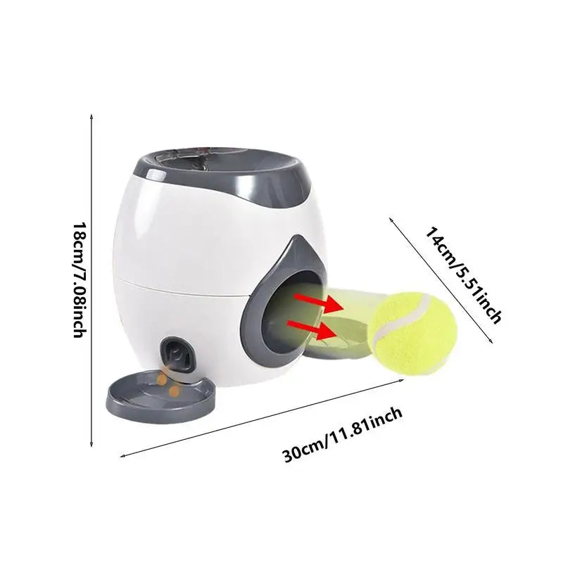 Dog Pet Toys 2 in 1 Tennislauncher Automatic Throwing Machine Pet Ball Throw Device Interactive Pet Feeder Toy for All Size Dog