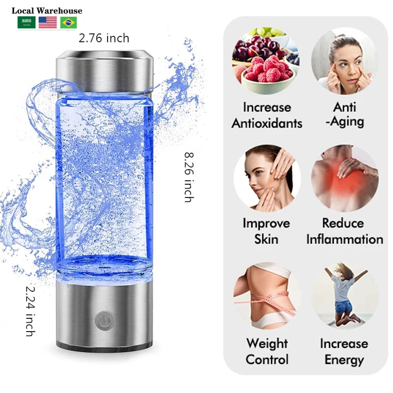 Portable Electric Filter Hydrogen Water Bottle Oplaadbare Negatieve Ionen Water Cup Hydrogen-Rich Generator Water Bottle